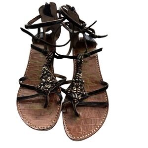 Sam Edelman Giada Beaded Gladiator Sandals Black Brown  Womens 9M